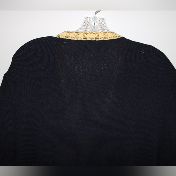 St. John Collection Black with Yellow Trim Knit Cardigan Jacket - Picture 6 of 9